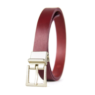 Kožený dámsky opasok BRUSH GOLD, šírka 2.5cm, Ručná výroba na Slovensku - Bordová