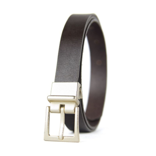 Kožený dámsky opasok BRUSH GOLD, šírka 2.5cm, Ručná výroba na Slovensku - Tmavo hnedá