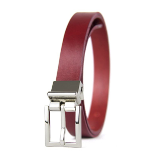 Kožený dámsky opasok GENTLE SILVER, šírka 2.5cm, Ručná výroba na Slovensku - Bordová