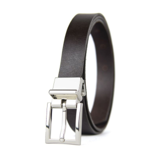 Kožený dámsky opasok GENTLE SILVER, šírka 2.5cm, Ručná výroba na Slovensku - Tmavo hnedá