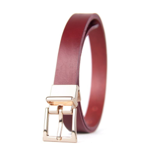 Kožený dámsky opasok LUXURY ROSE, šírka 2.5cm, Ručná výroba na Slovensku - Bordová