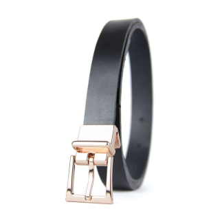 Kožený dámsky opasok LUXURY ROSE, šírka 2.5cm, Ručná výroba na Slovensku - Čierna