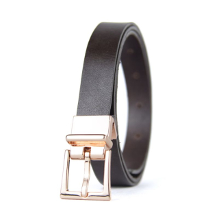 Kožený dámsky opasok LUXURY ROSE, šírka 2.5cm, Ručná výroba na Slovensku - Tmavo hnedá