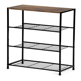 Botník, 63cm, kov, čierny, MDF, staré drevo, GD-414 OLW