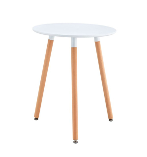 Jedálenský stôl, okrúhly 60cm, MDF, biely, buk, ELCAN NEW TYP 1