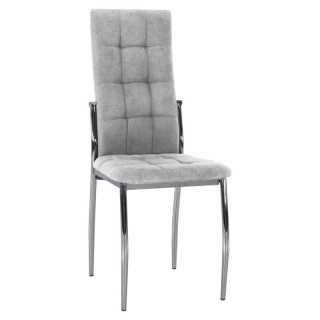 Stolička jedálenská, sivá látka, nohy kov chróm, ADORA 2 NEW