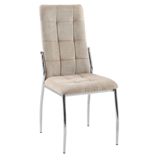 Stolička jedálenská, hnedá látka, nohy kov chróm, ADORA 2 NEW