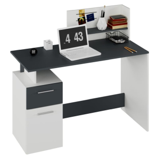 PC stôl, 121x55cm, biely, grafit, PLATON NEW