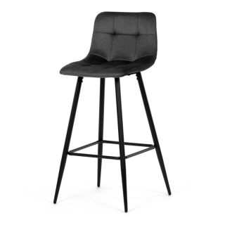 Barová stolička, sivá látka, nohy čierne, AUB-X7015 GREY2