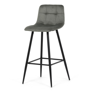 Barová stolička, zelená látka, nohy čierne, AUB-X7015 GRN2