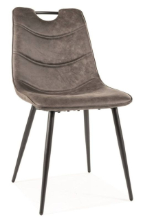 Jedálenská stolička, sivá látka, nohy kov čierny, ALOE