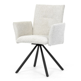 Jedálenská stolička, krémová, bouclé, látka, DCH-W1117 CRM2