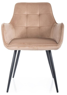 Jedálenská stolička, béžová látka, nohy kov čierny, LEMON VELVET