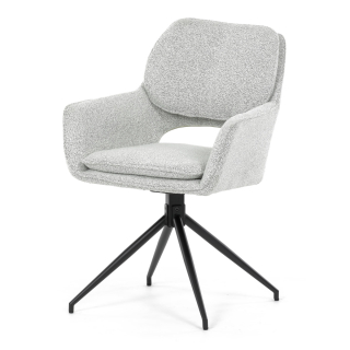 Jedálenská stolička, otočná, krémová, bouclé, látka, DCH-T1156 CRM2