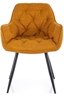 Jedálenská stolička, žltá látka, nohy kov čierny, CHERRY BJORN