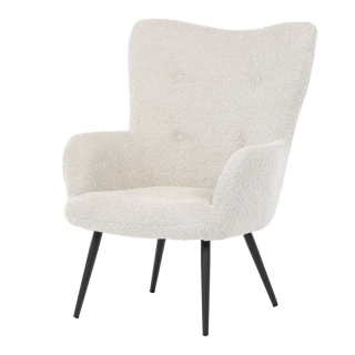 Kreslo ušiak, béžová látka bouclé, AK-W1206 CRM2