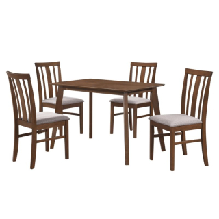 Jedálenský set 1+4, 110x70cm, MDF, orech, látka béžová, ROIS SET
