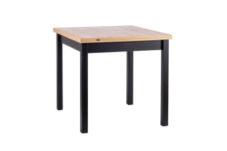 Jedálenský stôl, 80x80cm, rozkladací, MDF, dub artisan, čierny, Signal, FLIP