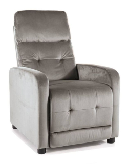 Polohovacie kreslo, relaxačné, sivá látka, Signal, OTUS VELVET