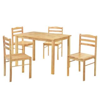 Jedálenský set 1+4, 110x70cm, masív, prírodný, LOAK
