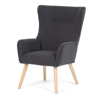 Kreslo ušiak, sivá, menšestrová, látka, AK-314 GREY2