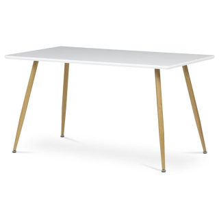 Jedálenský stôl 140x80cm, MDF, kov, biely, HT-W1214 WT