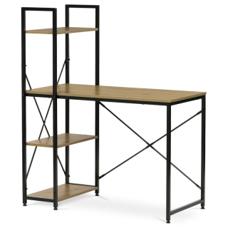 Pracovný stôl, s regálom, 100x48cm, MDF, dub, GD-512 OAK