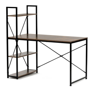 Pracovný stôl, s regálom, 120x60cm, MDF, staré drevo, GD-520 OLW