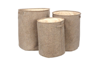 Kôš na bielizeň, sada 3 ks, polyester, hnedý