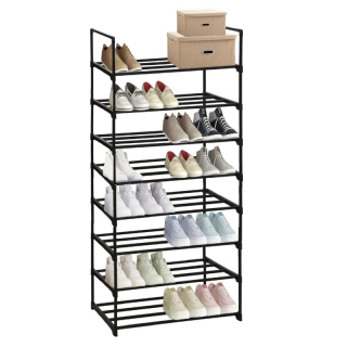 Botník 66cm, 8 policový, čierny, LAURIN