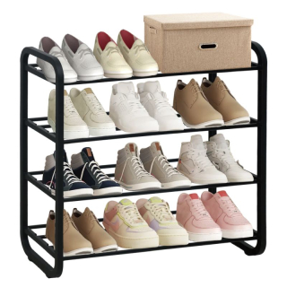 Botník, 61cm, 4-policový, čierny, FERRUM