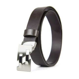 Unisex kožený opasok JOINTS, šírka 3.3cm, Tmavo hnedá