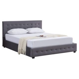 Manželská posteľ, 160x200, s roštom, sivá, MINDY