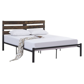 Manželská posteľ, 180x200, s roštom, dub rustikal, kov, ANEYA
