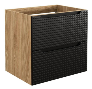 Skrinka pod umývadlo, 60cm, dub olejovaný, čierna, LUXOR BLACK 82-60-2S