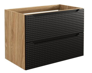 Skrinka pod umývadlo, 80cm, dub olejovaný, čierna, LUXOR BLACK 82-80-2S