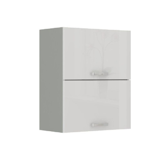 Horná skrinka, 60cm, biely lesk, sivá, PRADO 60 GU-72