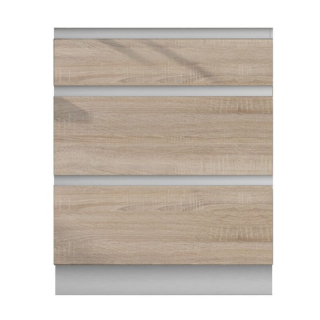 Spodná skrinka, 60cm, dub sonoma, biela, LINE D 60S3