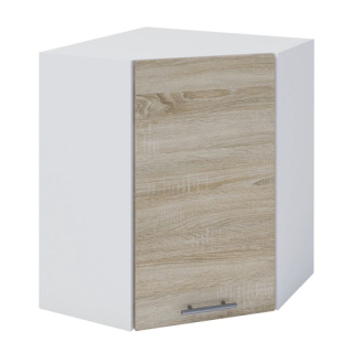 Horná skrinka rohová, 60cm, biela, dub sonoma, pravá, FABIANA W-60N