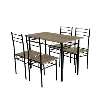 Jedálenský set 1+4, 110x60cm, MDF, dub sonoma, čierny, MAKO