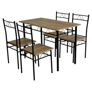 Jedálenský set 1+4, 110x60cm, MDF, svetlý dub, čierny, PAON