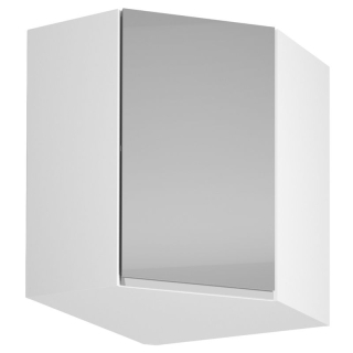 Horná skrinka rohová, 60cm, biela, sivý lesk, AURORA G60N