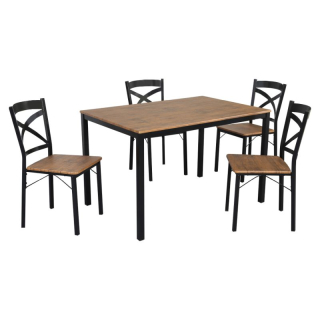 Jedálenský set 1+4, 120x80cm, MDF, dub tmavý, čierny, HAIM