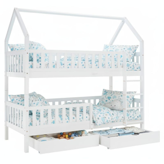 Montessori poschodová posteľ,  90x200, biela, VENITA TYP 2