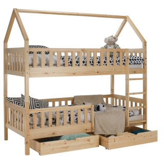 Montessori poschodová posteľ,  90x200, prírodná, VENITA TYP 2