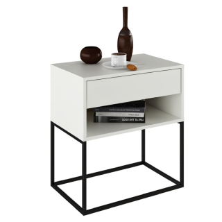 Nočný, príručný stolík, 60cm, biely, čierny, ARTI TYP 2