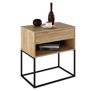Nočný, príručný stolík, 60cm, dub artisan, čierny, ARTI TYP 2