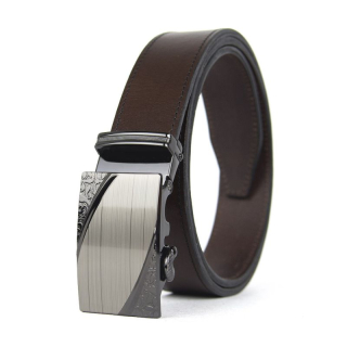 Kožený opasok s automatickou prackou BLAZE - Tmavo hnedá