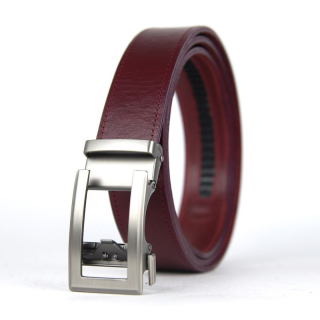 Kožený opasok s automatickou prackou NICKEL ELEGANT - Bordová
