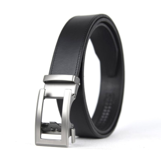 Kožený opasok s automatickou prackou NICKEL ELEGANT - Čierna